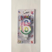Свеча Цифра 6 Классика 7,5 см (мульти)