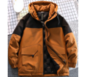 ЗИМНЯЯ куртка пуховик с капюшоном (Черно-оранжевая) р 3XL