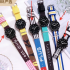 Кварцевые наручные часы KOREA LOOK черные (ремешок Розовый Жёлтый Коричневый)
