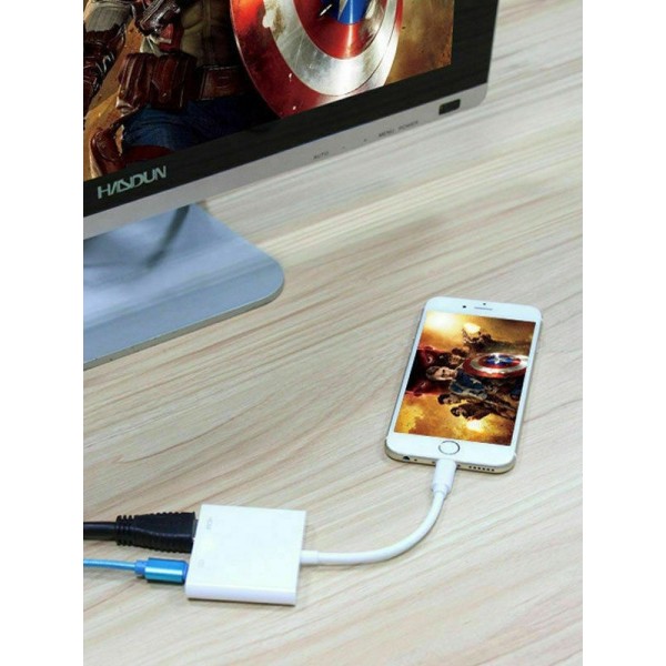Переходник Lightning папа Audio HDMI мама Digital AV Adapter (белый)