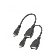 OTG Micro USB-USB кабель чёрный 12 см 2 шт.