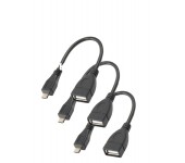 OTG Micro USB-USB кабель чёрный 12 см 3 шт.