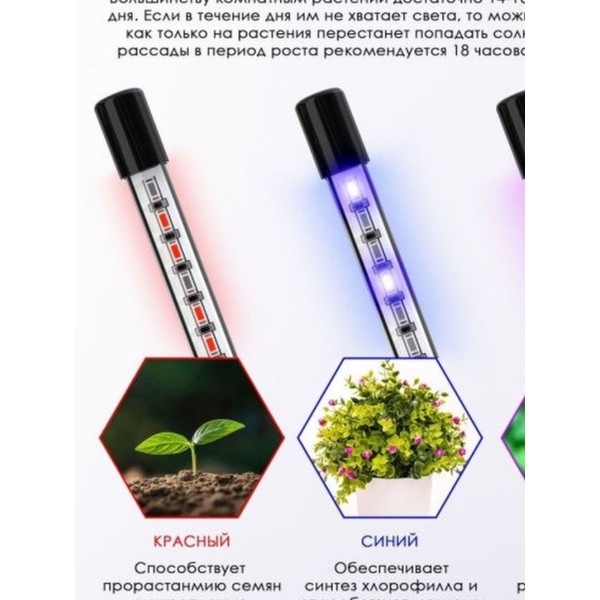 Светодиодный LED фито-светильник c 2 лампами (Черный)