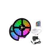 Светодиодная лента LED SMD 3528 5m с блоком питания пультом 16 цветов разные цвета влагостойкая для дома и дачи RGB IP65 12V (Цветная) комплект 2 шт