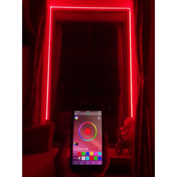 Светодиодная Bluetooth лента цветная (RGB) Led smd 5050 5m 12B с блоком питания, Bluetooth, управление через приложение со смартфона (Микс)