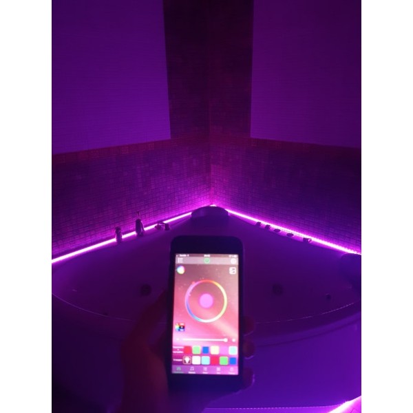 Светодиодная Bluetooth лента цветная (RGB) Led smd 5050 5m 12B с блоком питания, Bluetooth, управление через приложение со смартфона (Микс)