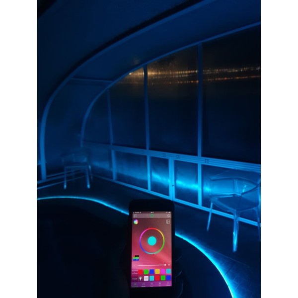 Светодиодная Bluetooth лента цветная (RGB) Led smd 5050 5m 12B с блоком питания, Bluetooth, управление через приложение со смартфона (Микс)