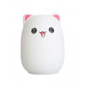 Мягкий силиконовый ночник Котик Cute Cat LED лампа (Бело-розовый)