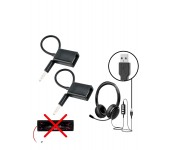 Переходник адаптер AUX Jack 3.5 папа на USB мама 2 шт (Черный)