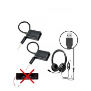 Переходник адаптер AUX Jack 3.5 папа на USB мама 2 шт (Черный)