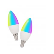 Лампа светодиодная E14 c регулируемым цветом света RGBW, для диммера, с пультом ДУ 2 шт (Матовая)