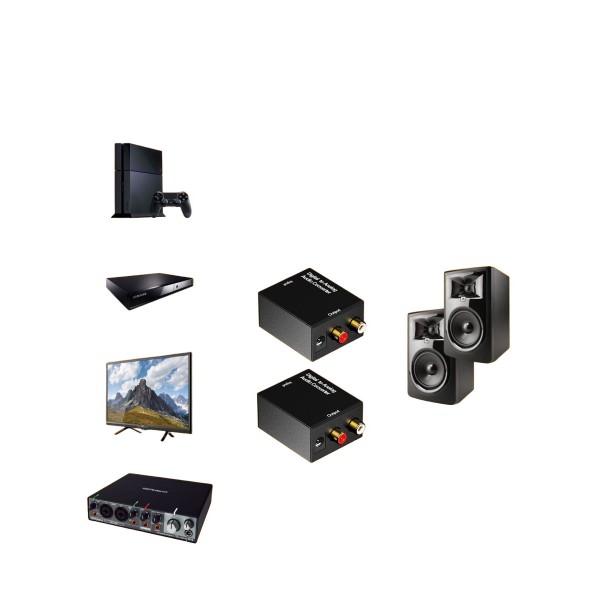 Аудио Конвертер Digital to Analog Audio ЦАП DAC цифра в аналоговый 2 шт (Черный)
