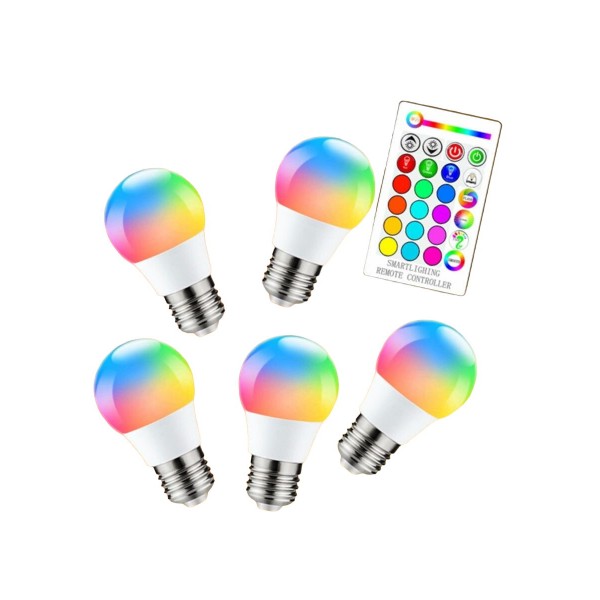 Цветная светодиодная лампа LED RGB SD с пультом дистационного управления 12 цветов 5 шт (Белый)