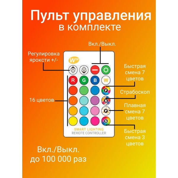 Цветная светодиодная лампа LED RGB SD с пультом дистационного управления 12 цветов 5 шт (Белый)