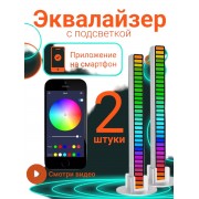 Светодиодный RGB светильник Эквалайзер RA1068 с управлением через приложение 2 шт (Белый)