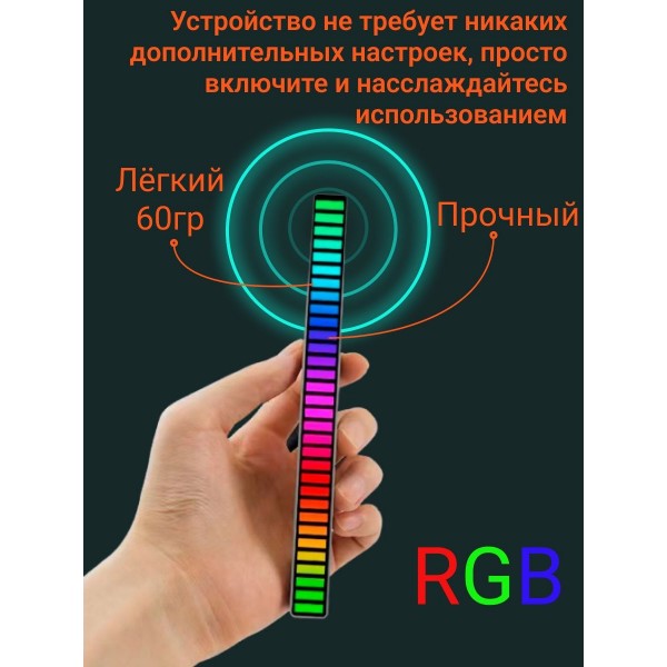 Светодиодный RGB светильник Эквалайзер RA1068 с управлением через приложение 2 шт (Белый)