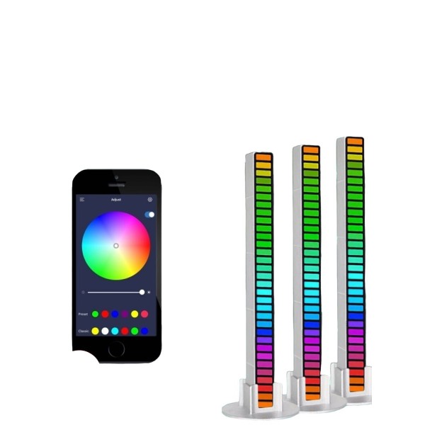 Светодиодный RGB светильник Эквалайзер RA1068 с управлением через приложение 3 шт (Белый)
