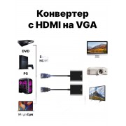 Адаптер переходник HDMI to VGA Adapter 2 шт (Черный)