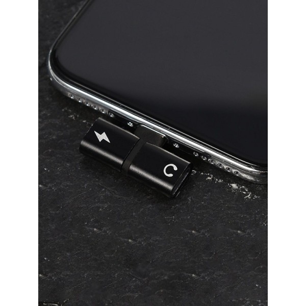 Разветвитель Lightning Splitter 2в1 зарядное устройство и разъем для наушников 2 шт (Черный)