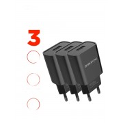 Сетевое зарядное устройство USB 2100mAh BOROFONE BA20A Sharp single port charger 3 шт (Черное)