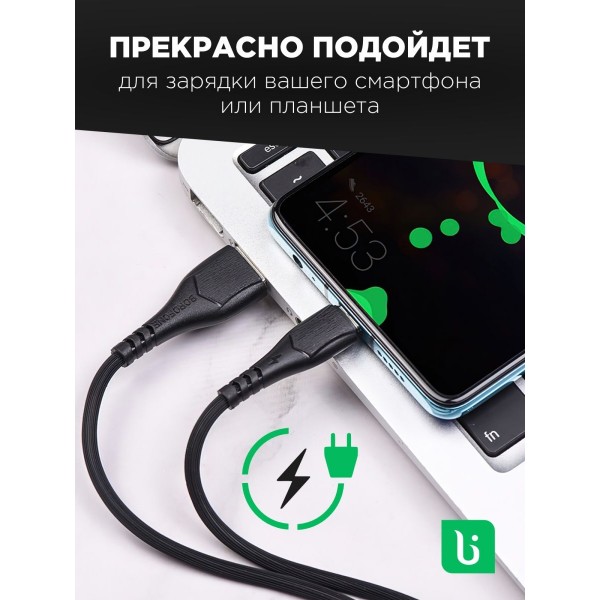 Кабель USB - Lightning BOROFONE BX37, 2,4A 1м 3 шт (Черный)