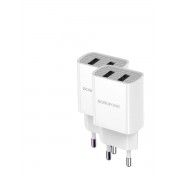 Сетевое зарядное устройство 2 USB 2100mAh BOROFONE BA53A Powerway dual port charger 2 шт (Белое)