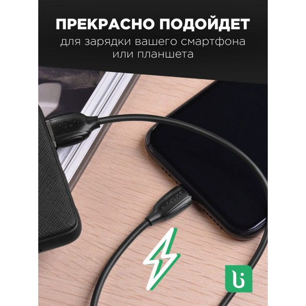 Кабель USB - MicroUSB BOROFONE BX19 2A 1м 5 шт (Черный)