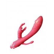 Вибратор кролик с двойным язычком для клиторальной стиуляцией (Красный)