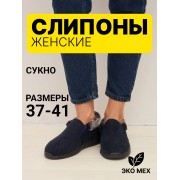 Слипоны опушка резинка Барсик (синий) (бабуши 006) р. 38
