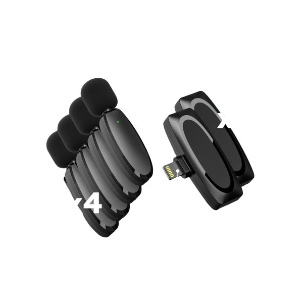 Петличный беспроводной микрофон AP004-2L для АСМР для iPhone (Черный) 2 шт