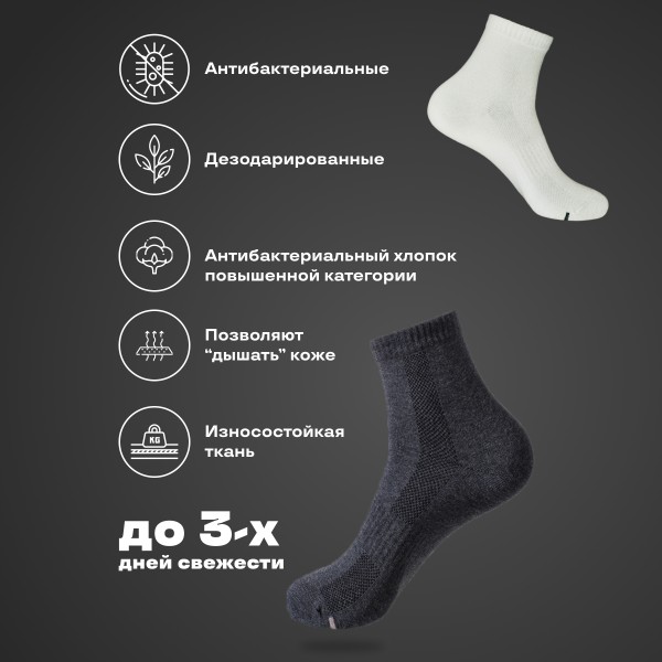 Антибактериальные потопоглащающие дезодарированные носки 1 коробка (5 пар)
