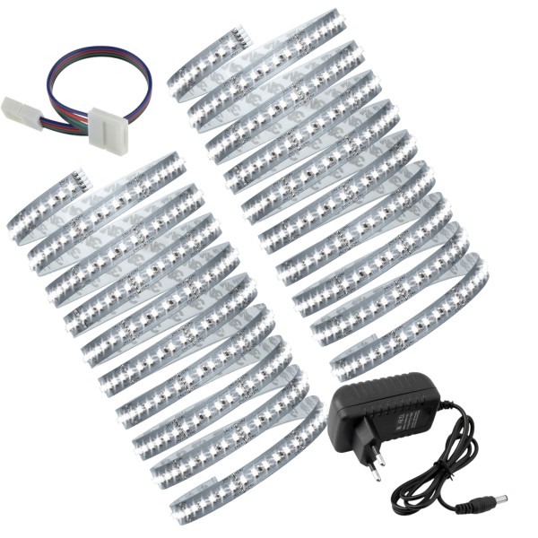 Светодиодная белая лента 2 ШТУКИ ПО 5м LED влагостойкая с блоком питания и коннектором SMD 3528 10м 12V IP65