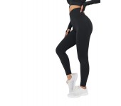 Женские спортивные лосины тайтсы для фитнеса эластичные леггинсы для йоги и бега (Черные) размер M