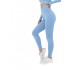 Женские спортивные лосины тайтсы для фитнеса эластичные леггинсы для йоги и бега (Голубые) размер S