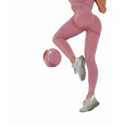 Женские сетчатые бесшовные леггинсы с эффектом пушап тайтсы для фитнеса спортивные лосины для йоги и бега (Розовый) размер S