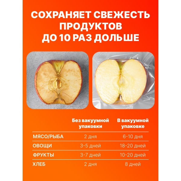 Вакуумный упаковщик продуктов для дома Vacuum Sealer 10 пакетов подарок улучшенная модель (Черный)