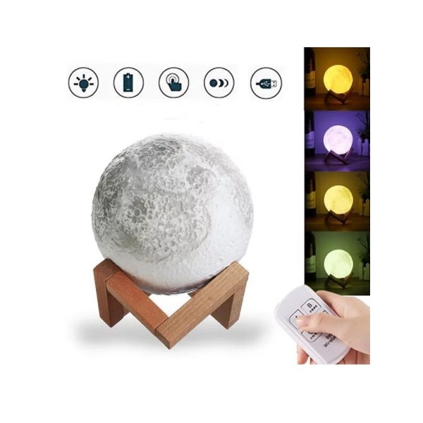 Ночник светильник настольный Луна 15 см с кнопками управления