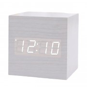 Электронные часы деревянный куб с звуковым управлением VST-869 (Белый)
