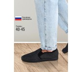 Мужские мокасины-кеды Джинса шахматная внутренняя стенка (Серый) Размер 40