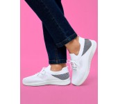 Легкие дышащие женские кроссовки с шнурков KOREA LOOK тянущиеся тканевые с пяткой Зеброй (Белые) р-р 36