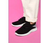 Легкие дышащие женские кроссовки с шнурков KOREA LOOK тянущиеся тканевые с пяткой Зеброй (Чёрный) р-р 37