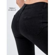 Джинсы с высокой талией тянущиеся slim fit (черные) р.28