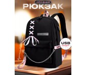 Городской школьный рюкзак KOREA LOOK с тесьмой ТРИ КРЕСТА для учащихся (Черный)